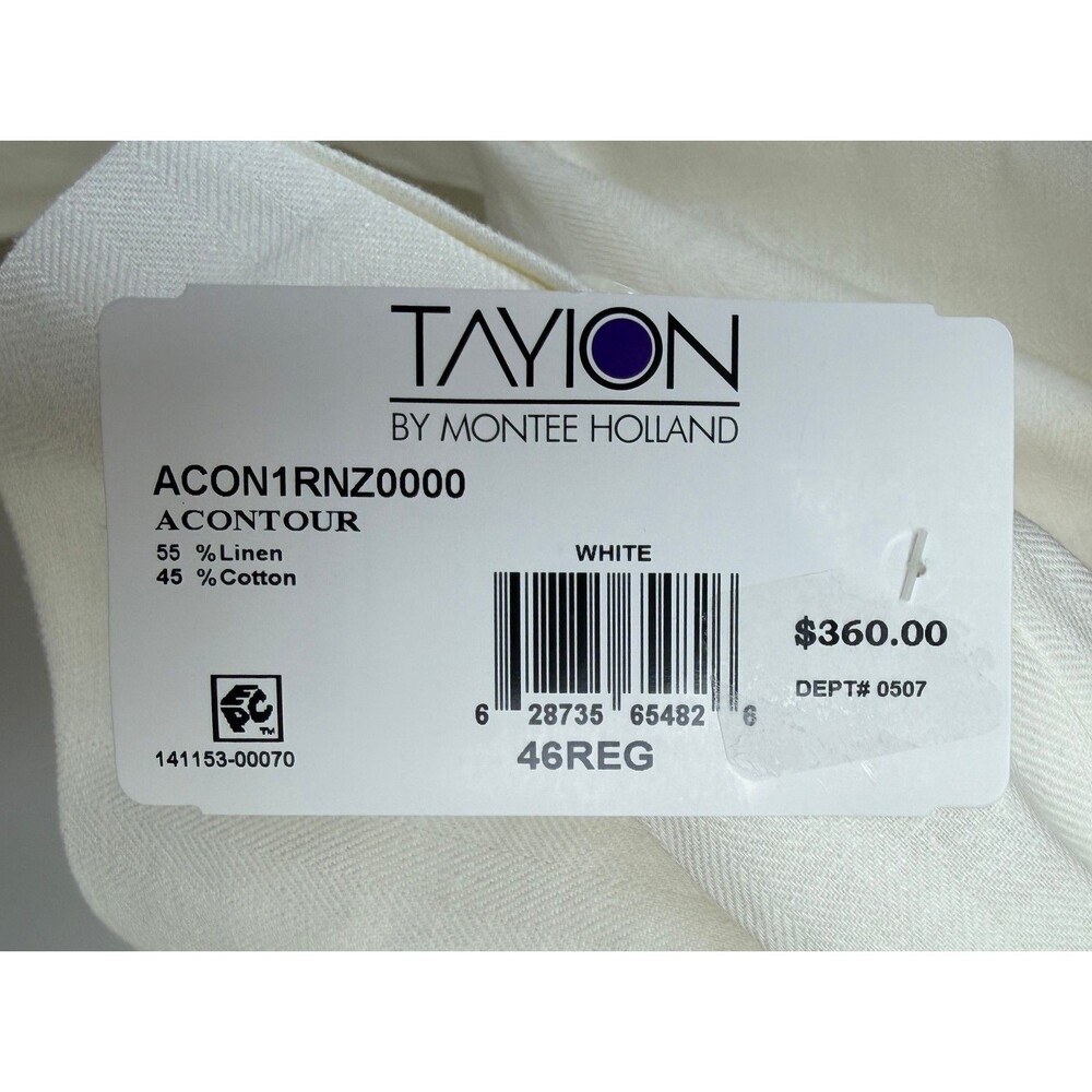$360 NEW TAYION BY MONTEE HOLLAND Mens 46R White Blazer Sport Coat Suit Jacket - Picture 5 of 11